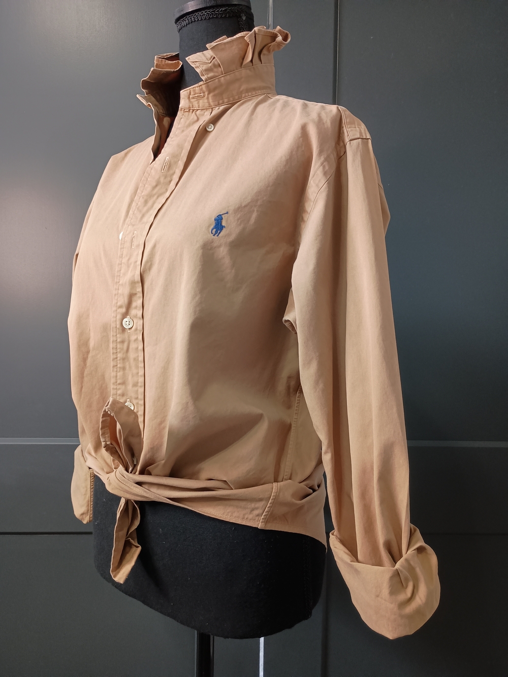 Upcycled Women's Ralph Lauren Ruffled Collar Shirt #138